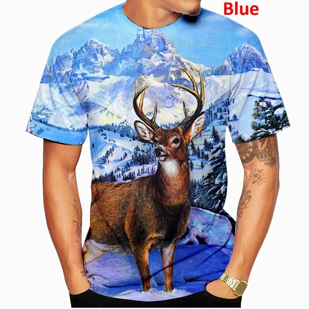 Men's Fashion Deer Hunting Camo 3D Printed T-shirt Men's Leisure Round Neck Short Sleeve T-shirt Plus Size Comfortable Top image 5