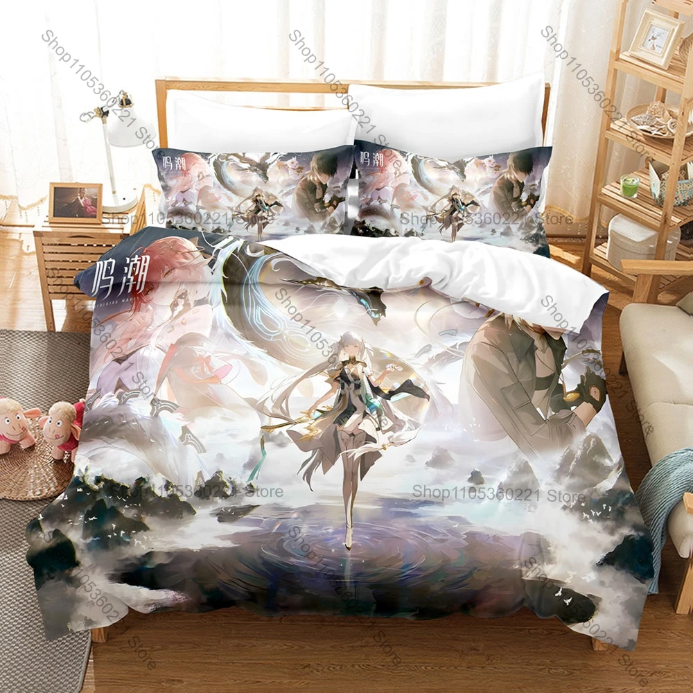Hiyuki The Burning Sakura Maiden Wuthering Waves Duvet Cover Set 1 Duvet Cover 2 Pillowcases Anime Bed Linens Gift