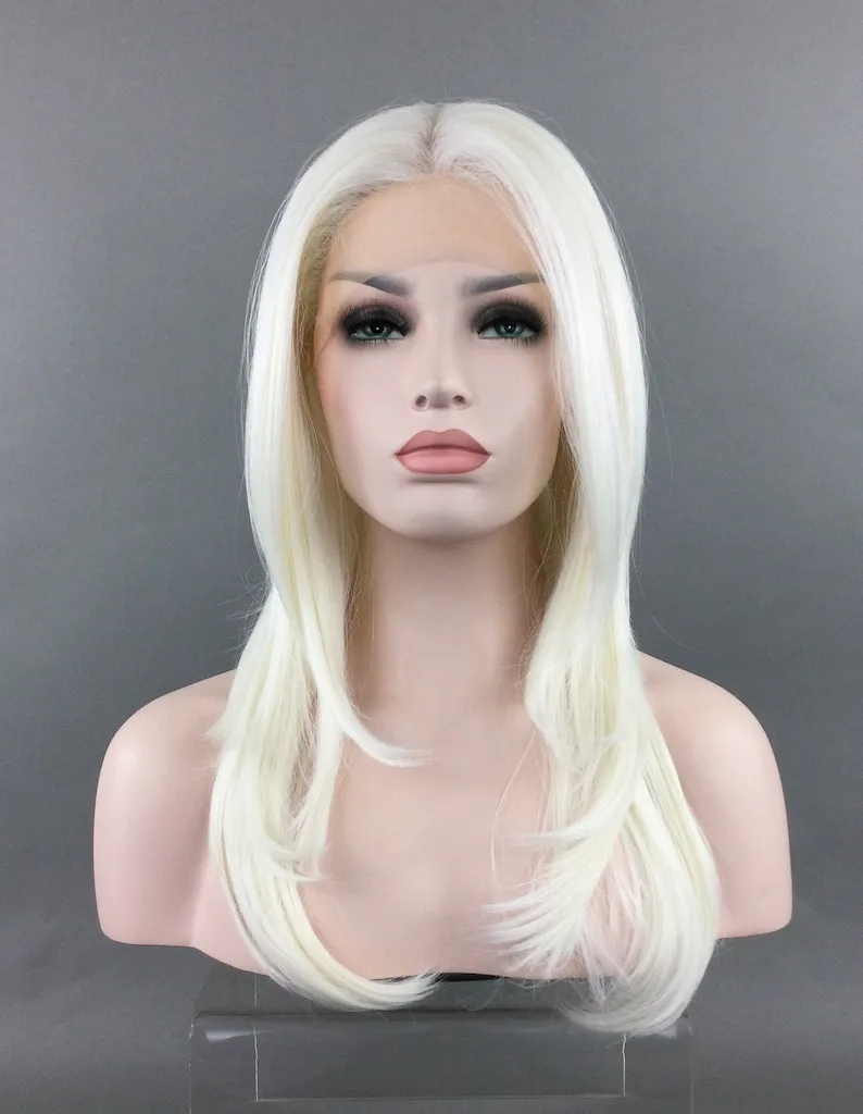 White Layered Lace Wig Straight Lace Front Wigs 13x4 HD Transparent Synthetic High Quality Heat Resistant Daily Wear Cosplay