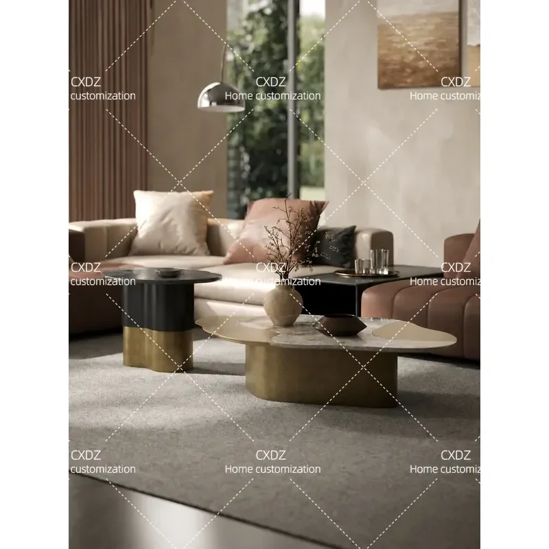 2026 New Italian Natural Luxury Stone Coffee Table Minimalist Light Luxury Living Room Villa High End Atmospheric Art Tea