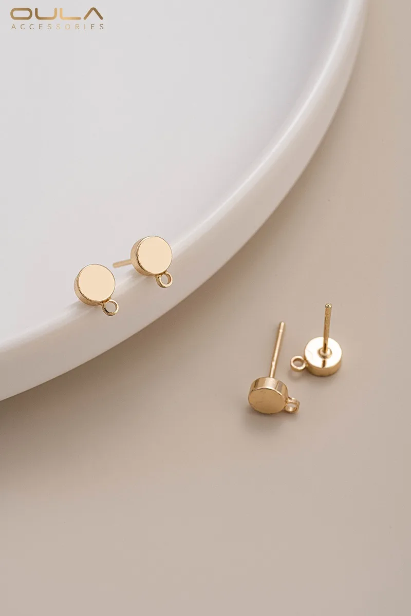 1pair 14K Gold-plated Heart-shaped Five-pointed Star with Hanging Ear Studs S925 Silver Needle Diy Ear Stud Earrings Accessories