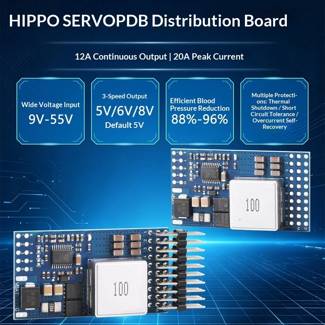 Servo Power Distribution Board SERVO PDB Built-in 12A BEC Input 9-55V Step Down To 5V/6V/8V RC Servo