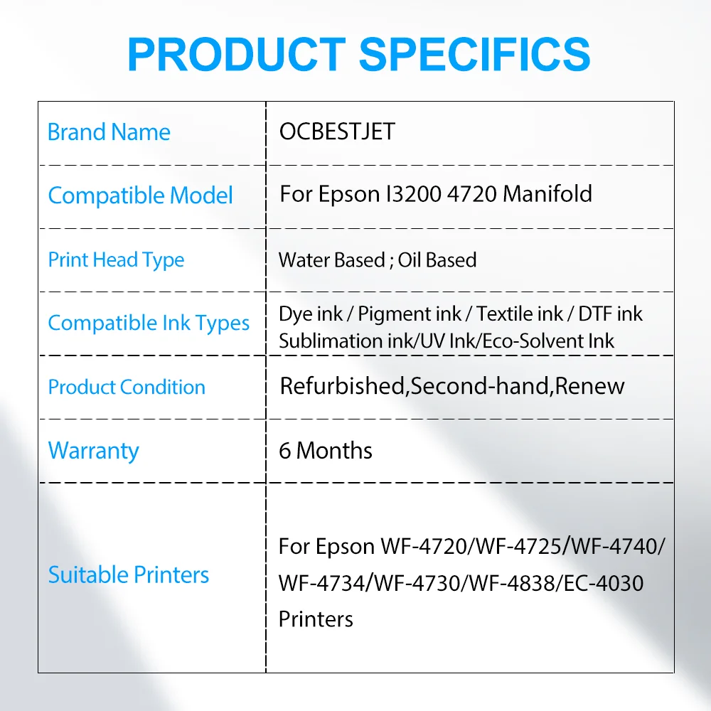 لإبسون i3200 I1600 4720 رأس الطباعة المنوع محول ل WF-4720 4725 4740 4734 4730 4838 EC-4030 طباعة غطاء رأس الماء/الزيت #2