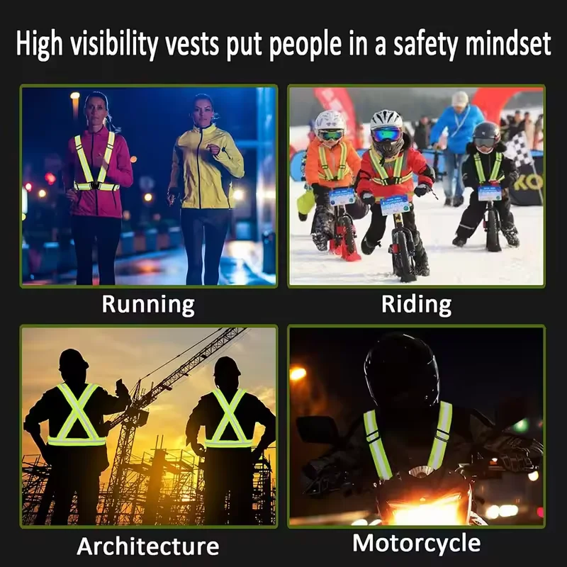 Highlight Straps Adjustable Safety Vest Diagonal Straps Elastic Wristbands For Adults and Children Night Running Riding Clothing
