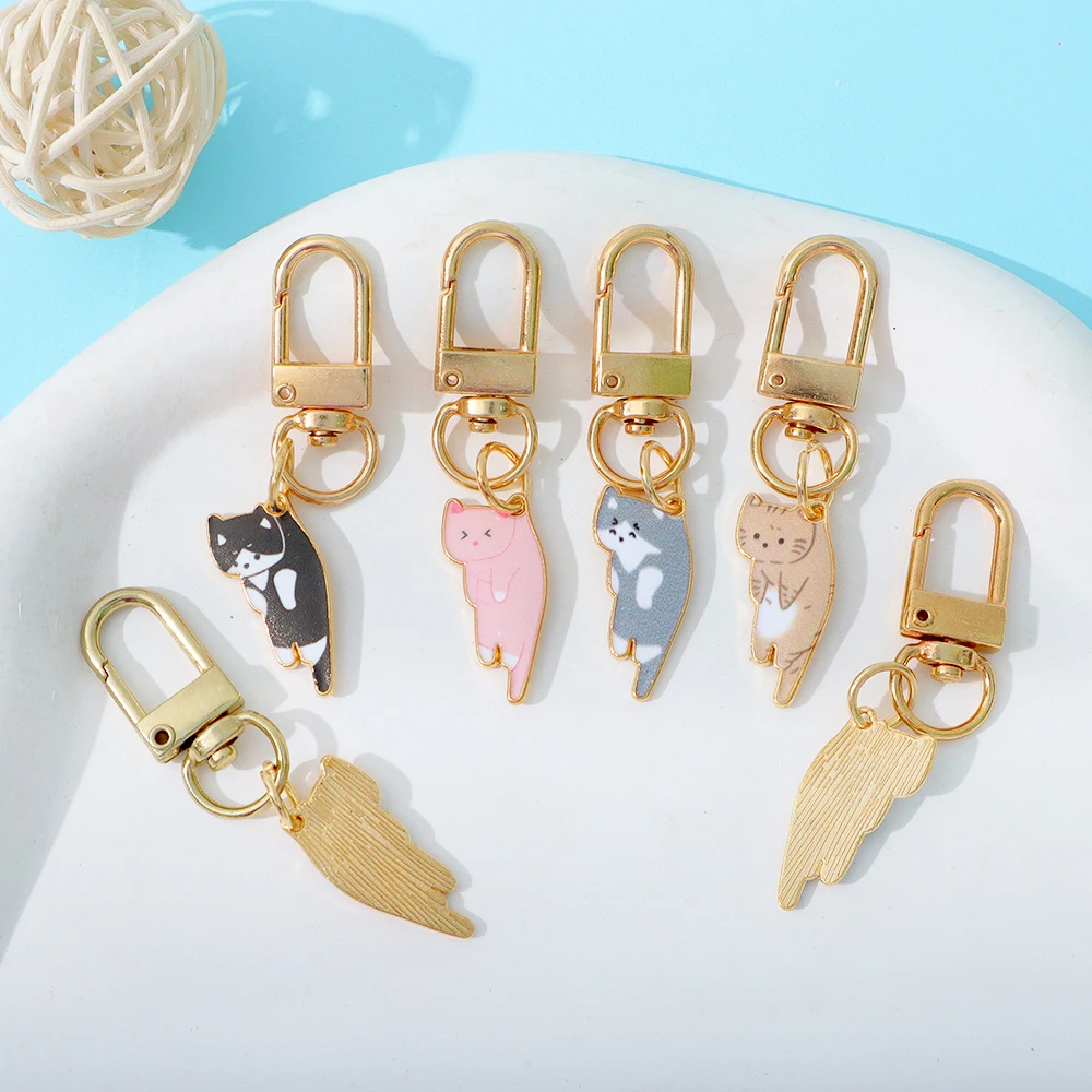 Kawaii Cartoon Cat Keychain Metal Kitten Claw Tag  Keyring for Women Earphone Case Charm Handbag Accessories Friendship Gift