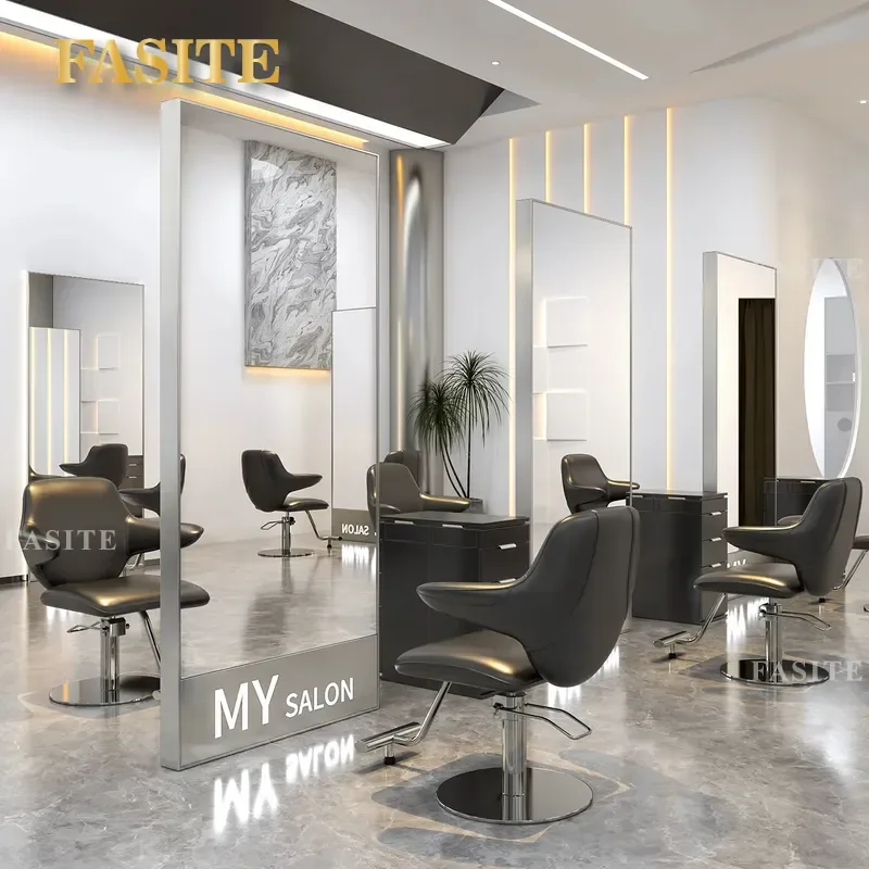 For Hair Barber Shop Single Sided Double Sided Mirror Table Floor Standing Perm Dyeing Cutting Trendy Furniture
