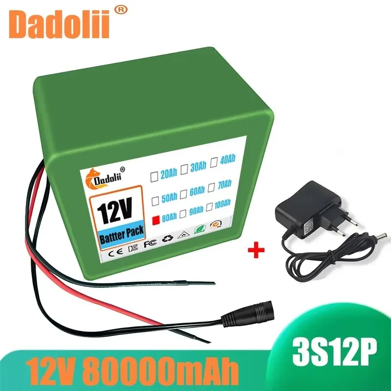 12V 80Ah 3s12p 12.6V Lithium Battery Pack for Tourist Car Solar Street Light Xenon Lamp Inverter etc