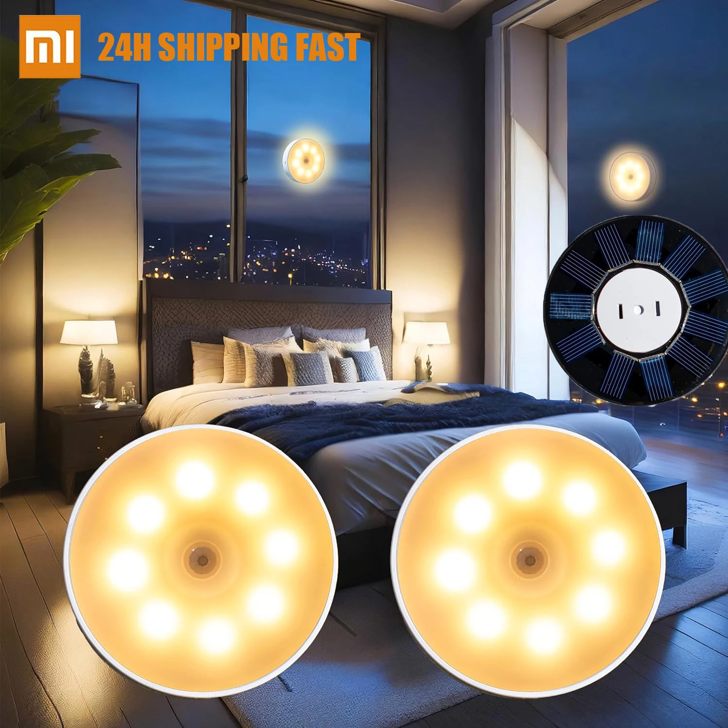 

XIAOMI Motion Sensor Night Light Rechargeable USB Solar Lamp LED Wireless For Kitchen Cabinet Bedroom Stair Hallway Lighting
