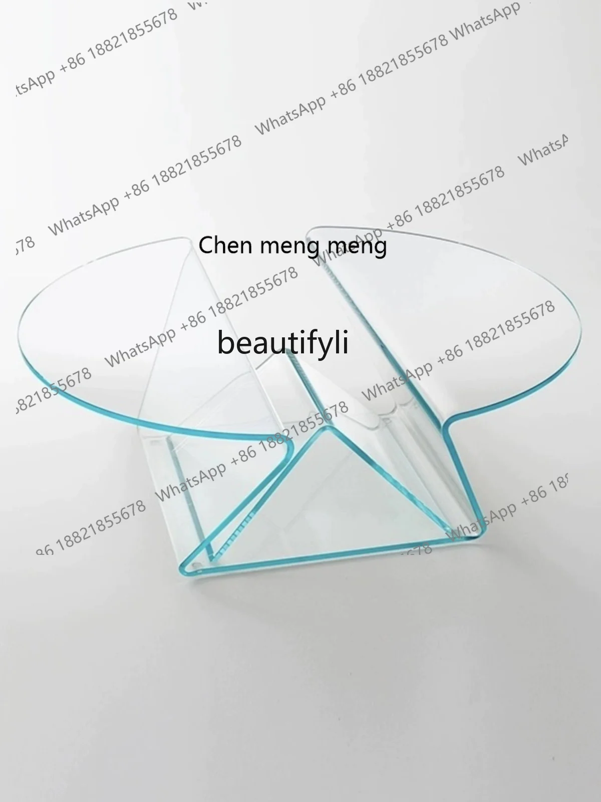 

Italian Minimalist Stained Glass round Tea Table Living Room Low Table Geometric Modeling Advanced Creative Coffee Table