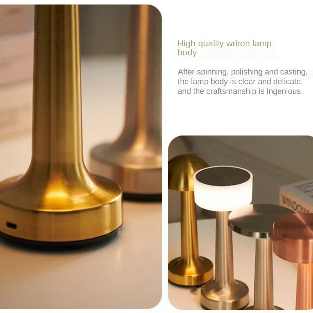 3 Color Led Table Lamp Retro Touch Led Night Lights USB Rechargeable Infinitely Dimmable Camping Light Hotel Bar Coffee Table