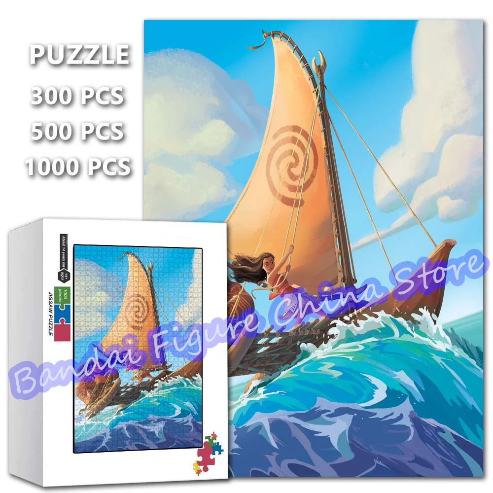 

Disney Princess Moana Educational Toys Puzzle 300/500/1000 Pieces Ocean Adventure Anime Jigsaw Puzzle for Kids Birthday Gifts