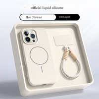 Wrist Strap Liquid Silicone Magsafe Case For iPhone 16 14 15 Plus 11 12 13 Pro Max Magnetic Lanyard Protector Soft Holder Cover