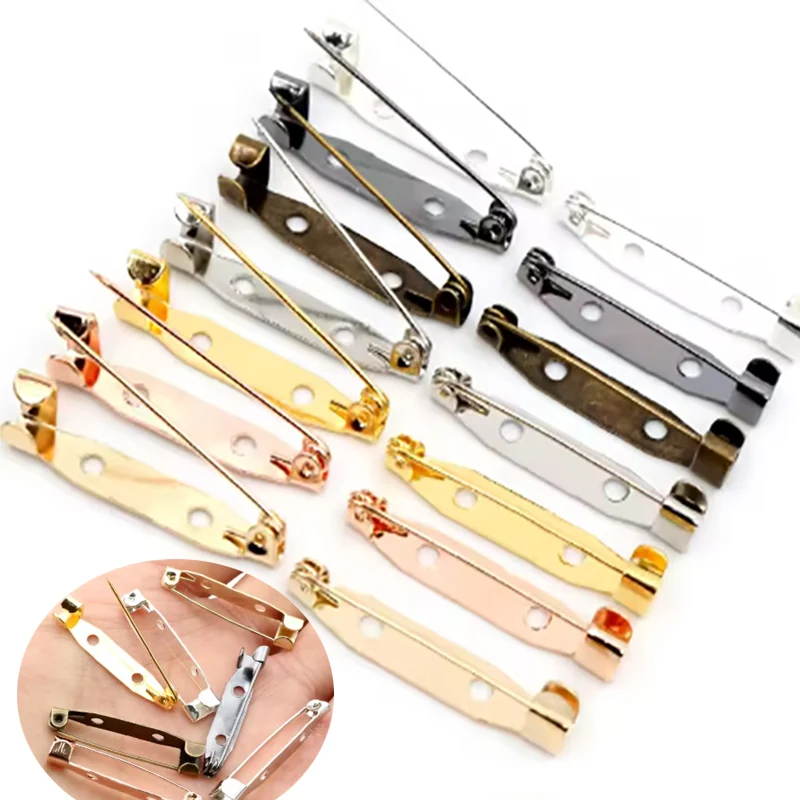 

50Pcs Metal Brooch Clip Base Pins Safety Pins Brooch Blank Settings Base For DIY Jewelry Making Brooch Supplies 15-40mm