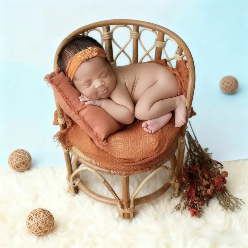 1 قطعة الوليد الرجعية سلة من الخيزران كرسي التصوير الدعامة طفلة صبي الرضع صورة تبادل لاطلاق النار الانتحال خلفية استوديو صور التبعي
