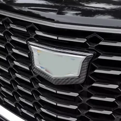 Carbon fiber ABS Chrome Front Grille Logo Emblem Frame Cover Trim Car Styling Accessories For Cadillac XT4 2018-2023