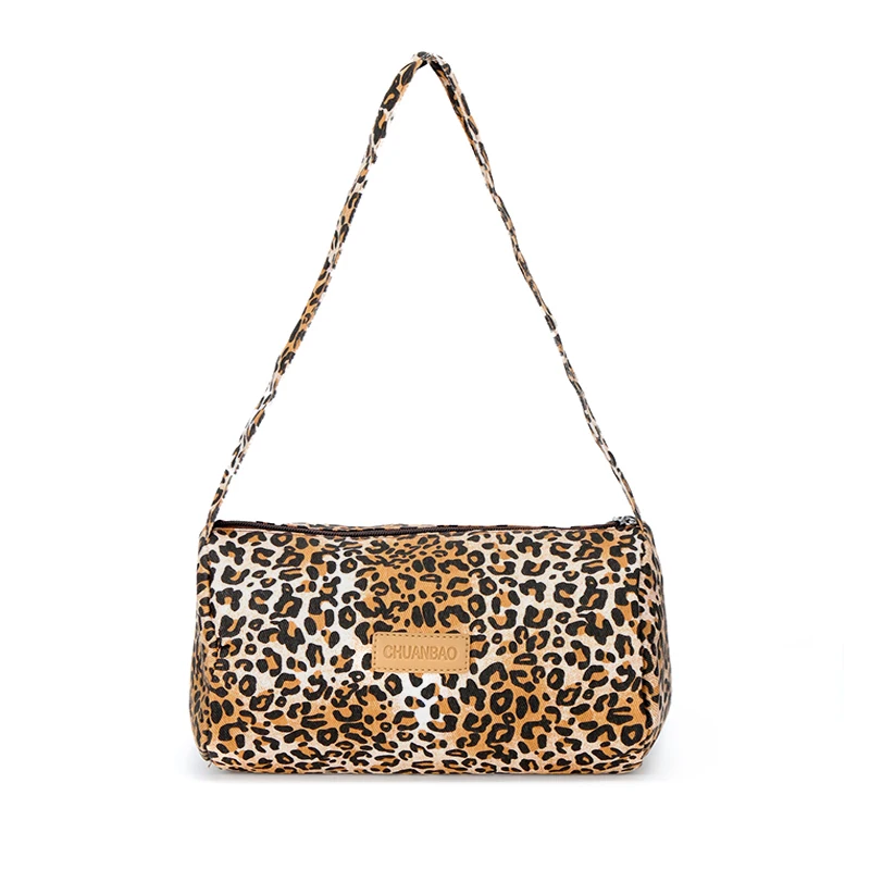 Leopard Print Canvas Women's Pillow Shoulder Bag Luxury Designer Handbag Fashion Brand Ladies Casual Tote Shopping Bag