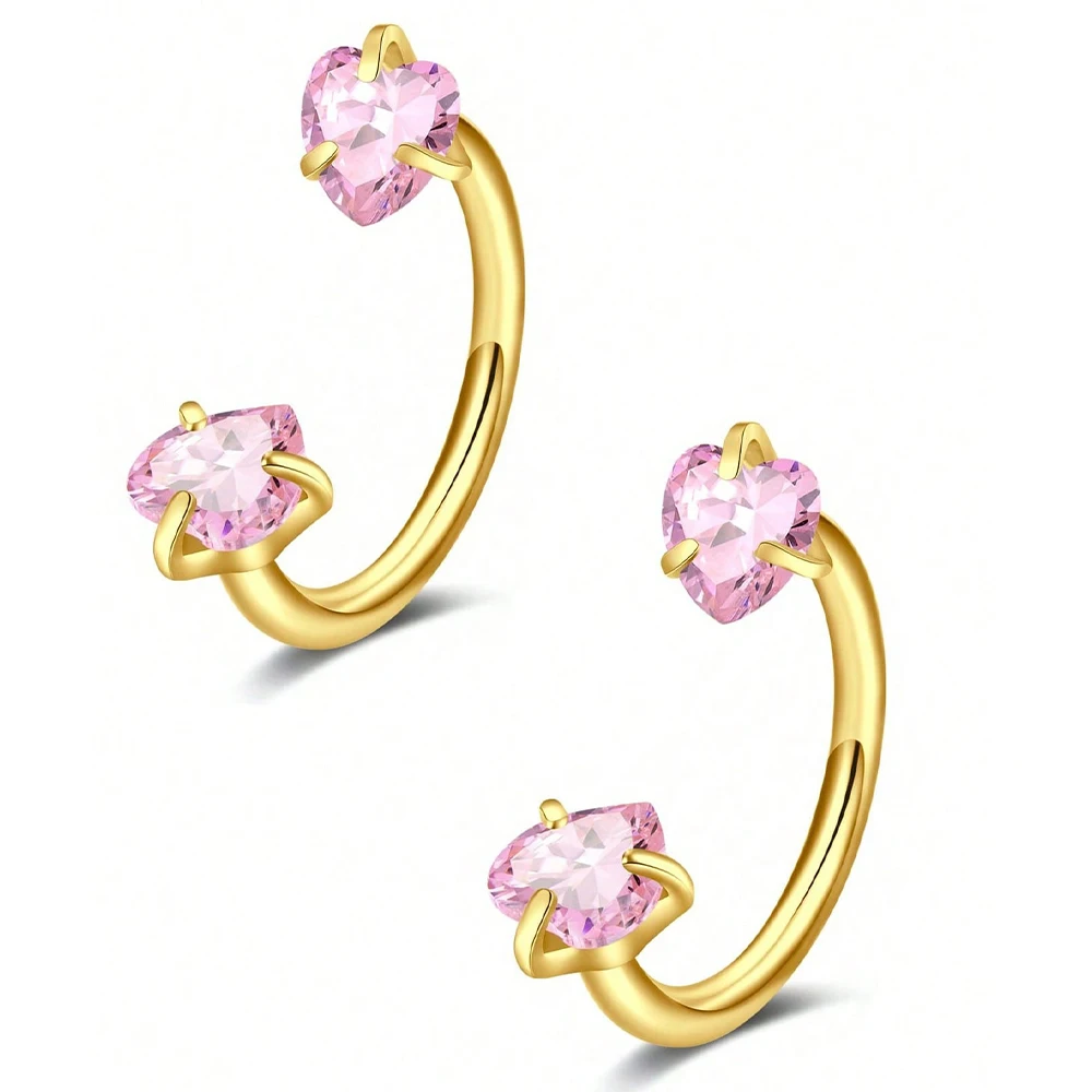 2 Stuks Rvs Zirconia Hoefijzer Ring Piercing Neus Oor Buik Ringen Vrouwen Kraakbeen Helix Oorbellen Daith Piercing Sieraden
