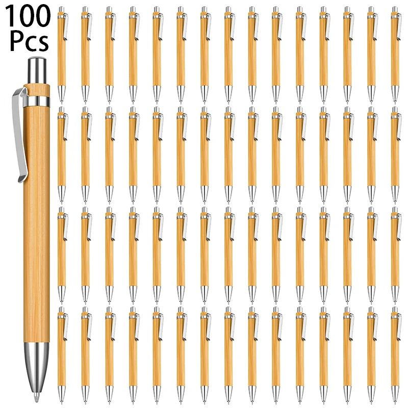 

100 шт. бамбуковая ручка выдвижная деревянная ручка с зажимом для ручки