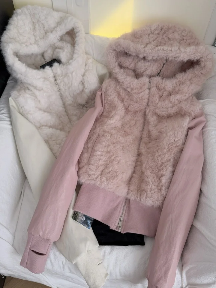 معطف شتوي نسائي ort ملابس خارجية فروي صديقة للبشرة وسحاب وخصر طويل مزيج بوليستر قطني دافئ #2