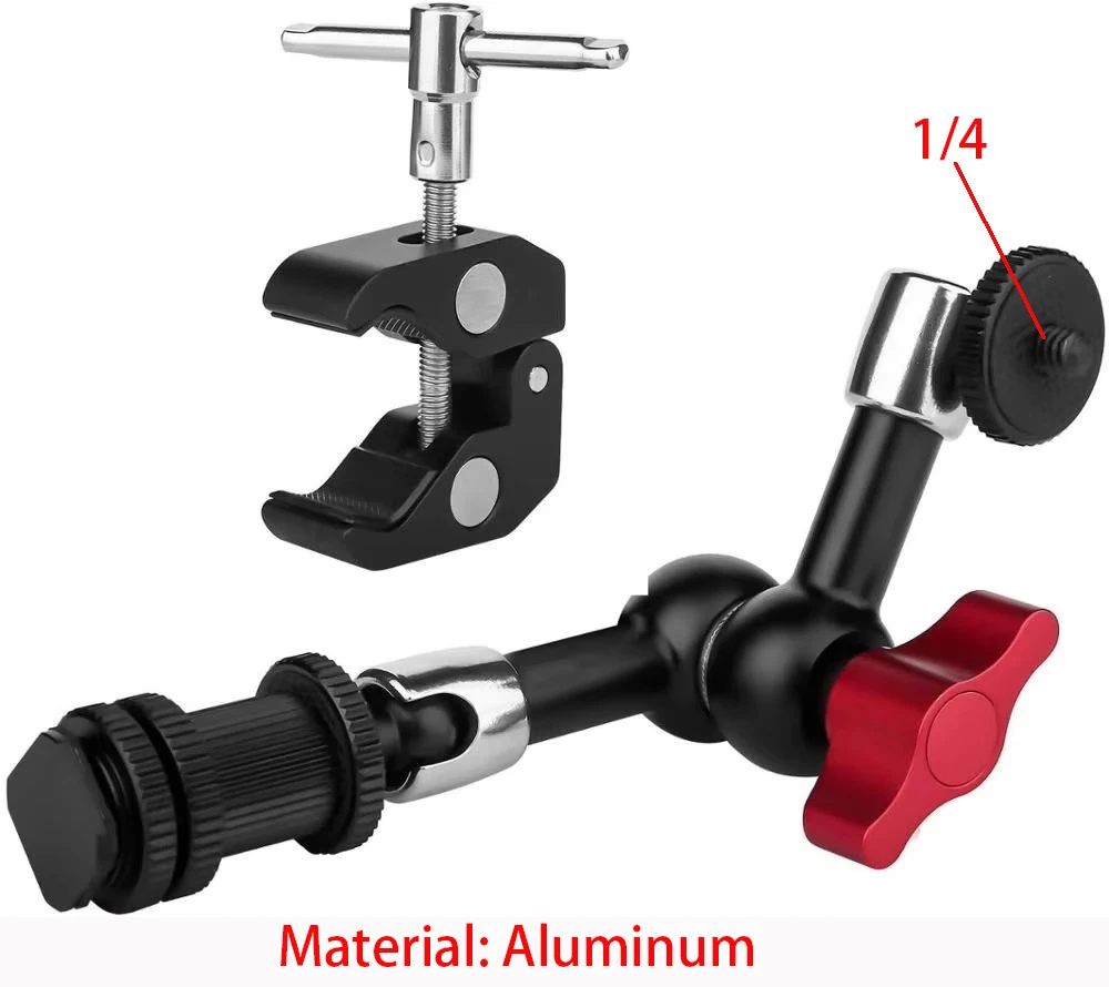 7inch Adjustable Articulating Friction Magic Arm & Large Super Clamp Compatible with DSLR Camera Rig, LED Lights, Flash Light