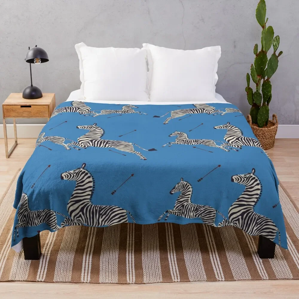 

Scalamandr Zebra (blue) / The Royal Tenenbaums Throw Blanket Lightweight Cozy Blanket for Bed Sofa