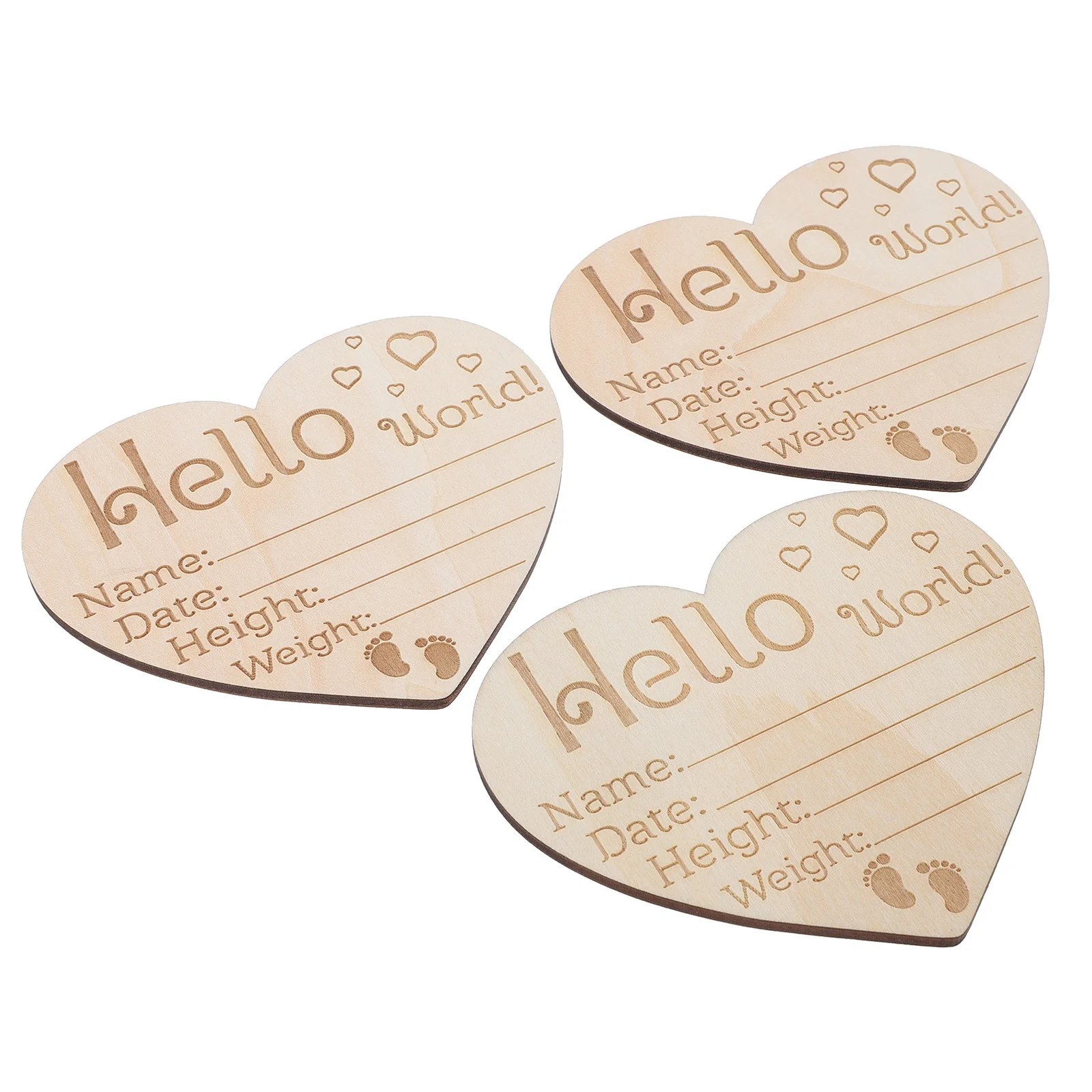 

3Pcs Wood Baby Name Sign Heart Shaped Newborn Birth Announcement Sign Nursery Photo Props Decor Nursery Baby Name Signs