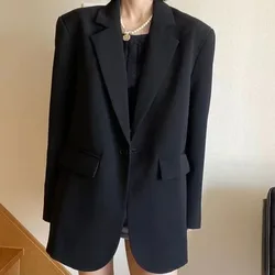 Blazer negro de lujo para mujer, chaqueta gris, traje elegante de manga larga, abrigo con botones, ropa de oficina, nueva tendencia, primavera y otoño