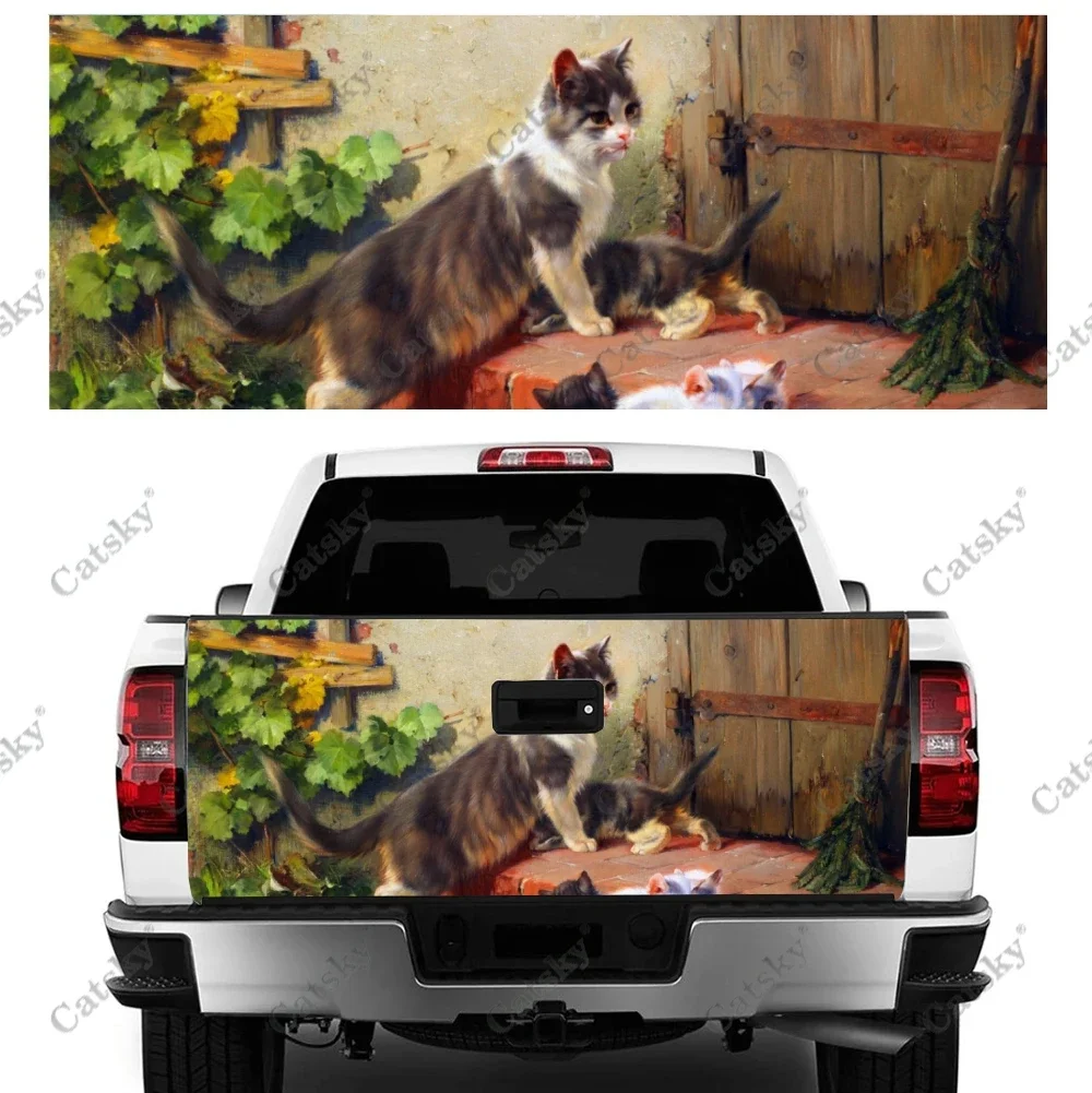 Animal Funny Cat Kittens Truck Tailgate Wrap Professional Grade Material Universal Fit for Full Size Trucks Weatherproof