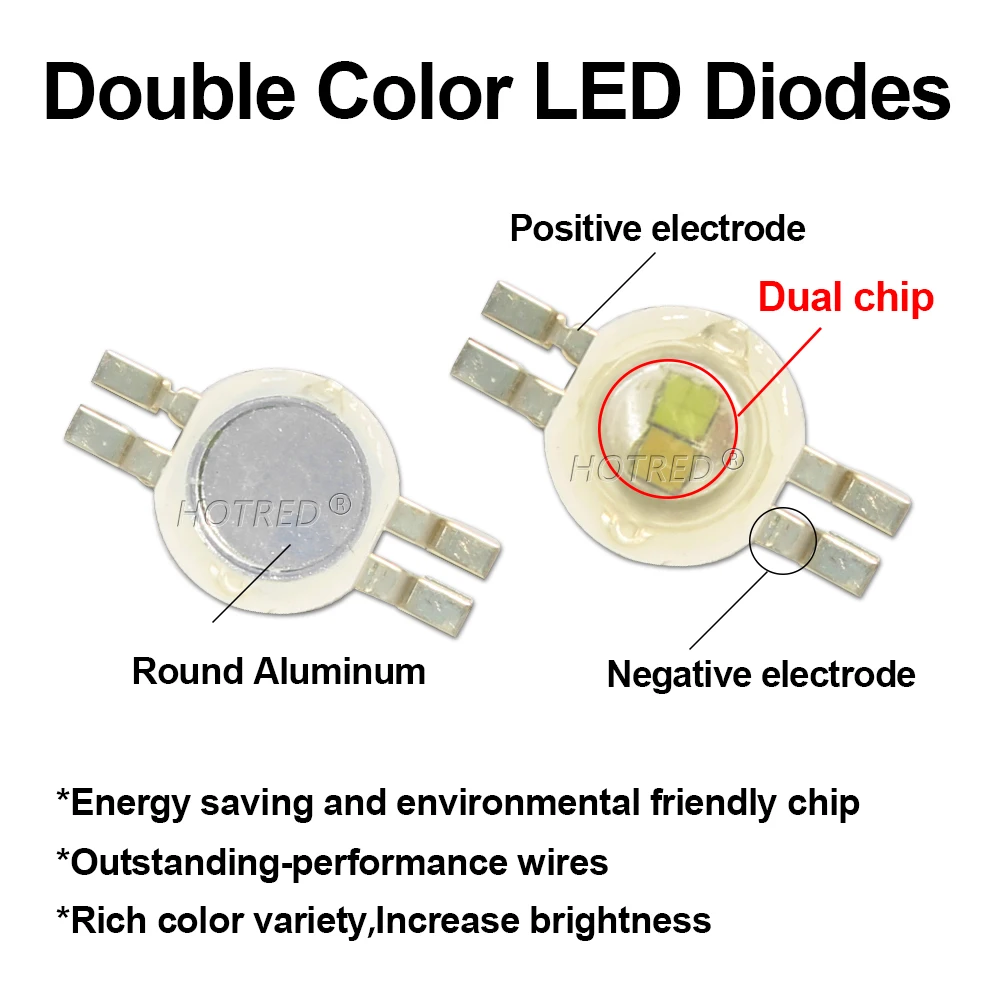 5pcs High Power 3W Star Led Bicolor Chip Yellow White Red Warm White Blue Two-color Lamp Beads Diode Car Light Source Lighting