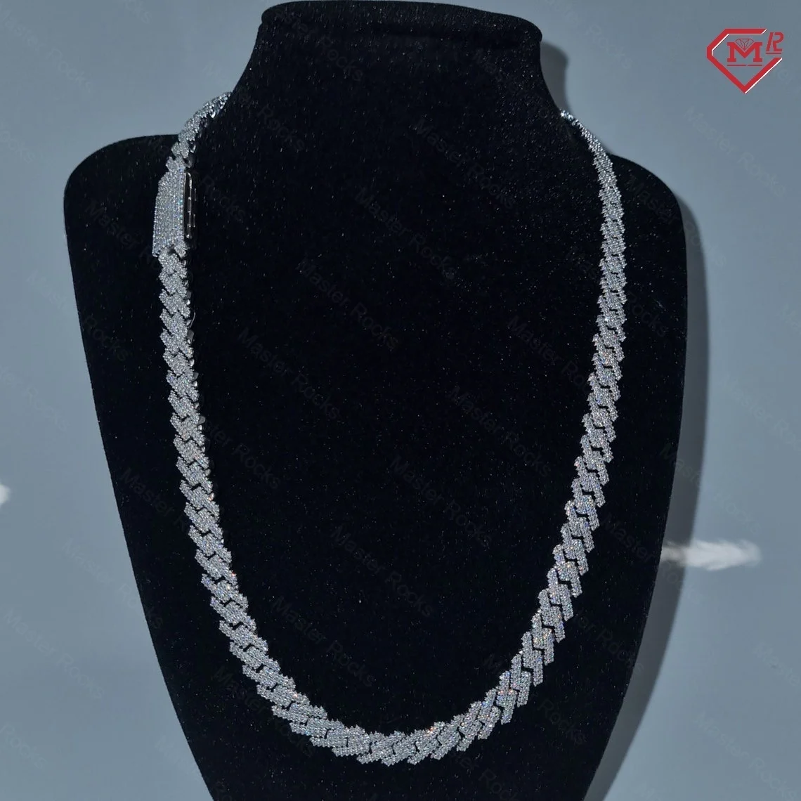 Hiphop Moissanite Cuban Chain Two Rows 925 Silver Iced Out 14mm Customized Moissanite Cuban Link Chain