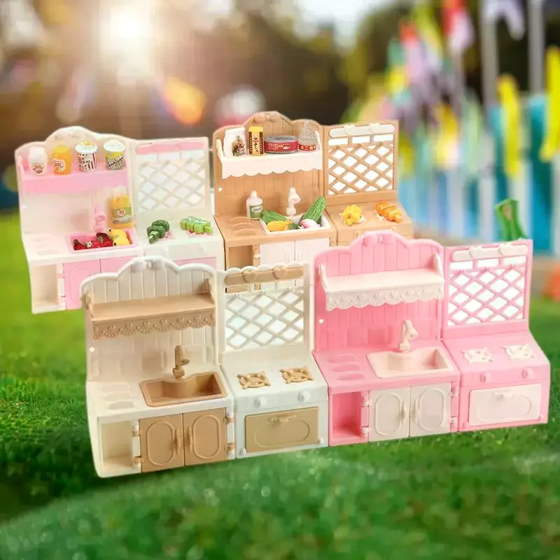 1/12 Scale Dollhouse Miniature Kitchen Display Cabinet Set Pretend Play Toy