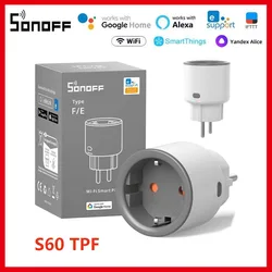 SONOFF S60 TPF EU WiFi Smart Plug With Energy Monitoring Remote Control Timer Voice Control Smart Scene 16A Current Smart Socket