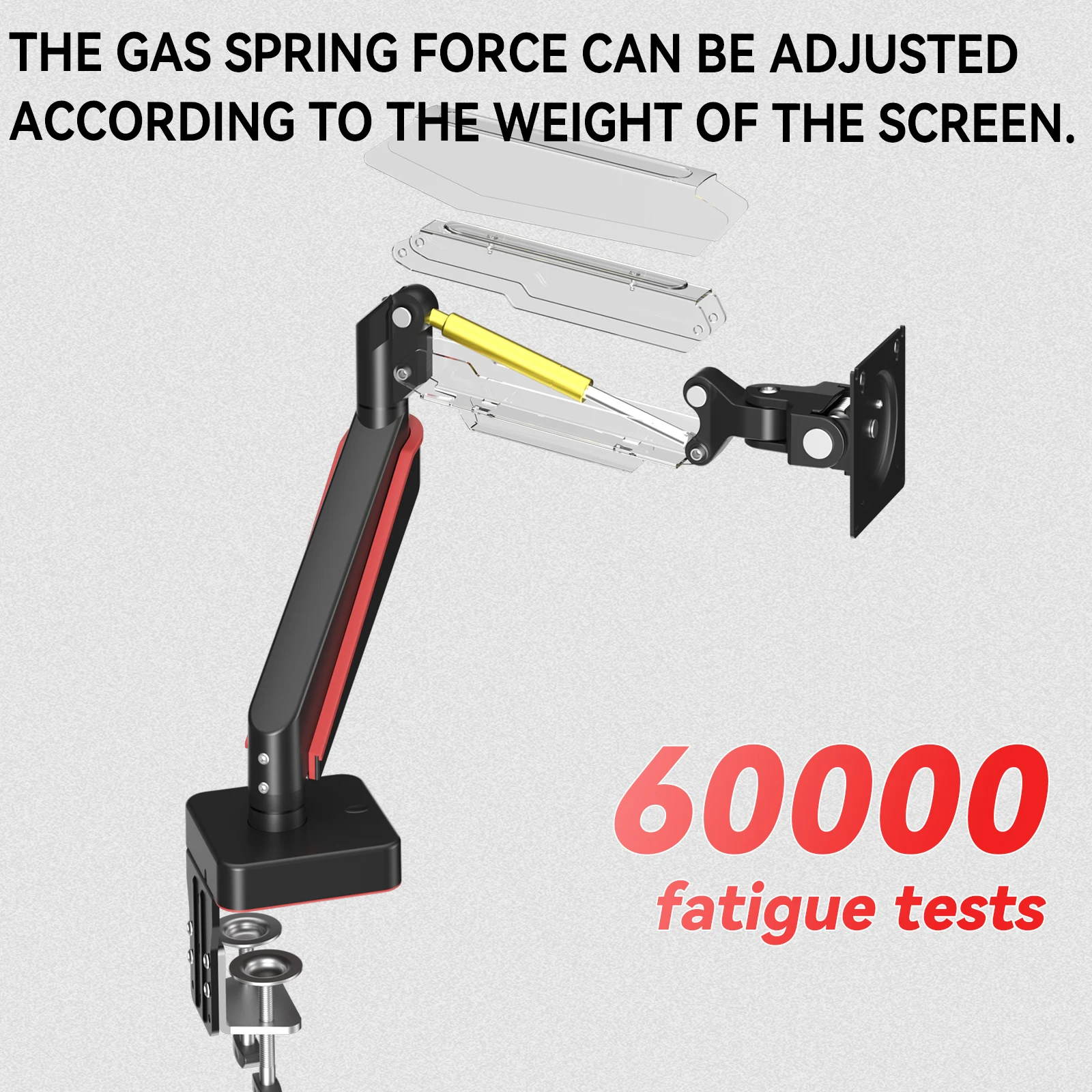 "A9" Braço de suporte para monitor resistente preto e vermelho de 13-49 polegadas com capacidade de carga máxima de 20KG