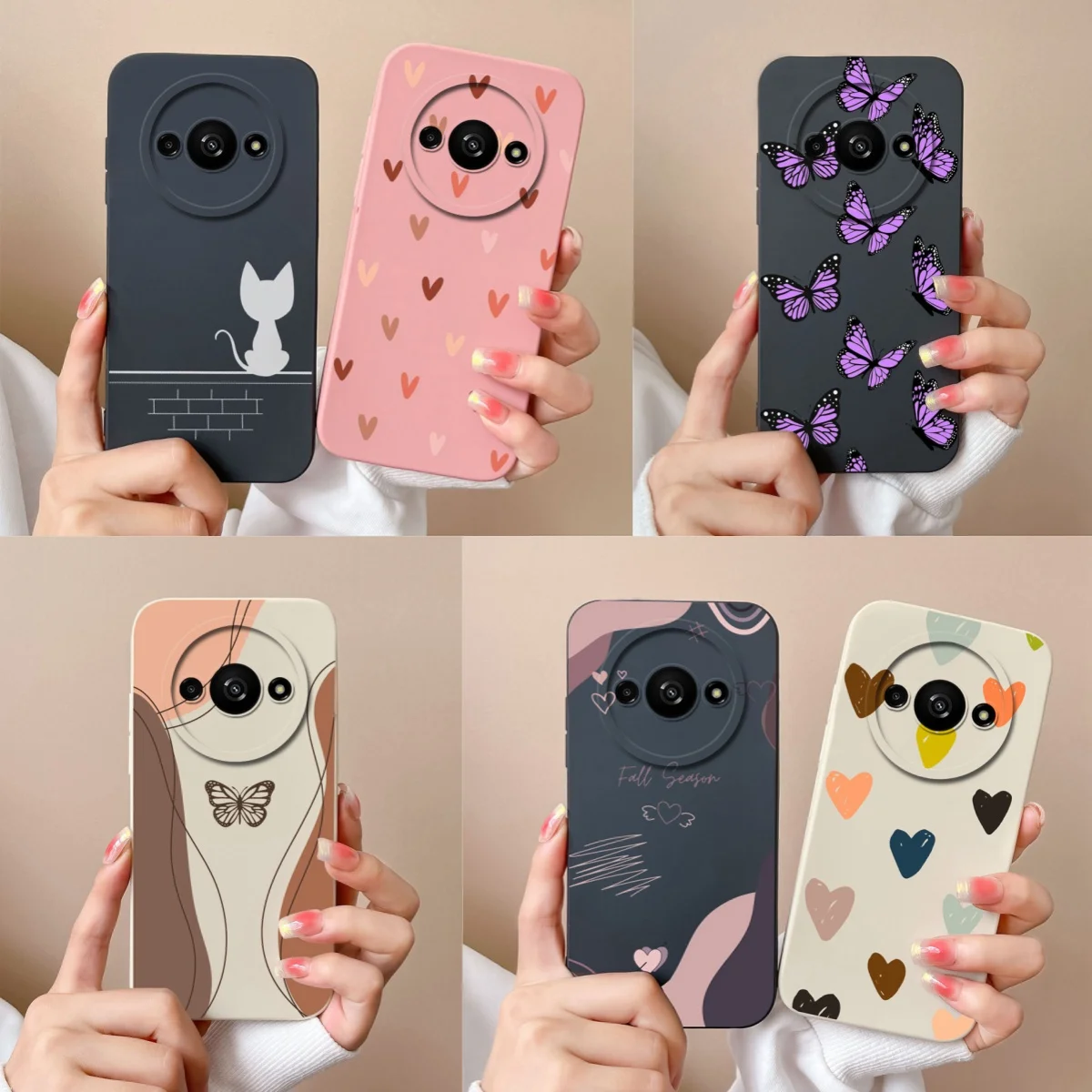 For Redmi A3 A3X 4G Phone Case Butterfly Soft Liquid Silicone Camera Protection Anti Choc Back Cover For Redmi A 3 Funda Capa