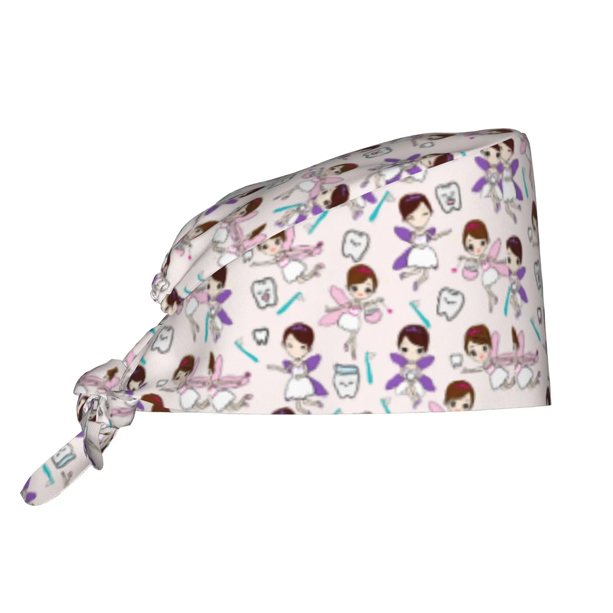 Dental Tooth Fairy Pattern Working Cap Surgical Hats Women Men Dentist Teeth Operating Room Cap Operator Hats Lab Works Hat