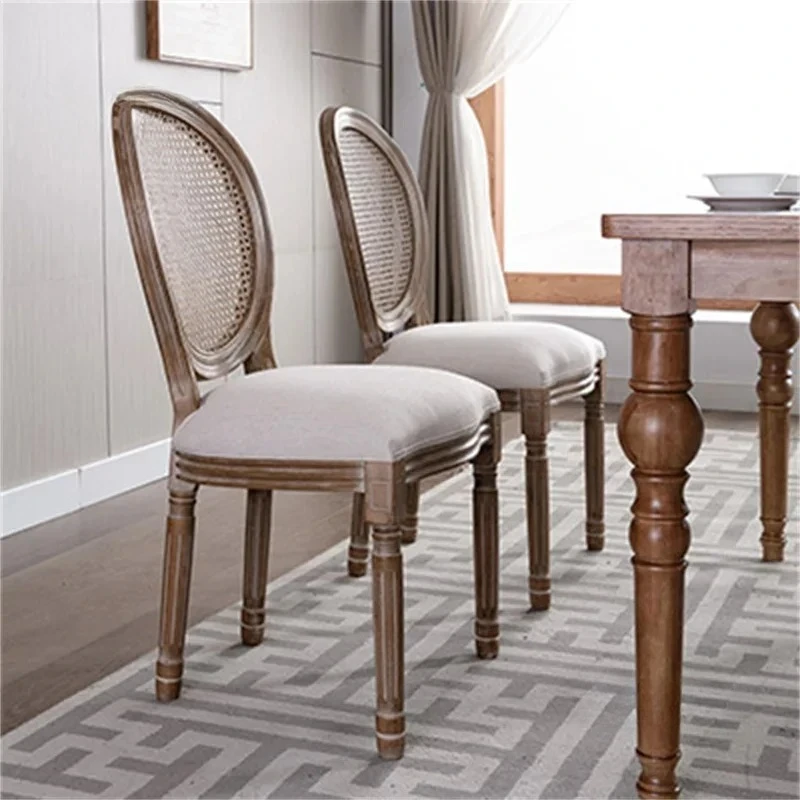 

Designer Vanity Chair Home Furniture American Solid Wood Dining Chair Hotel Cafe Restaurant Retro High-end Backrest Chairs