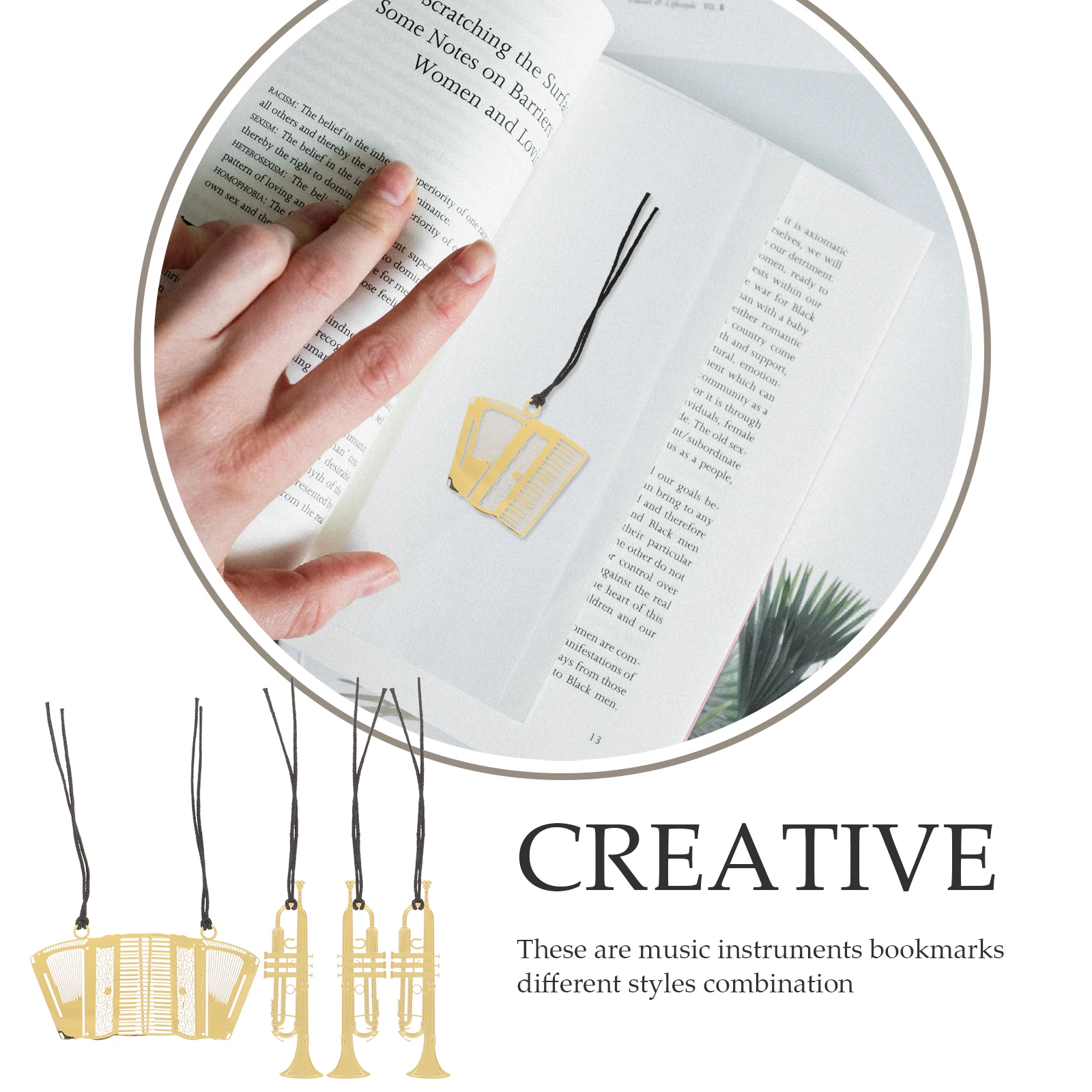 Metal Bookmark Page Markers Creative Fashion Decorative Marks Musical Instruments Gift