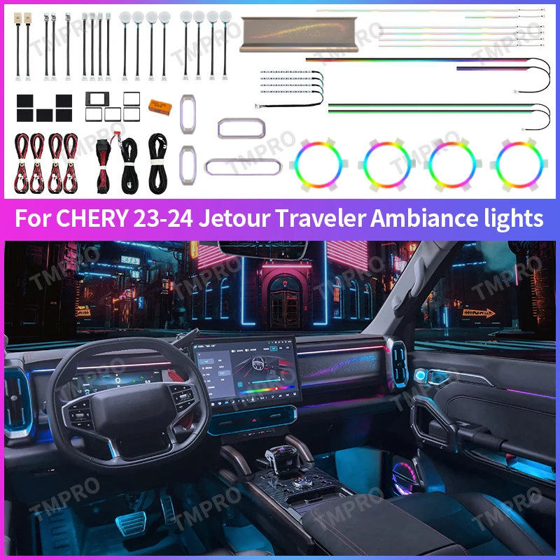 

Applicable for 2023-2024 JETOUR Travelers T2 Co-pilot Car Ambient Lights Automotive Interior Decoration64 Colors LED