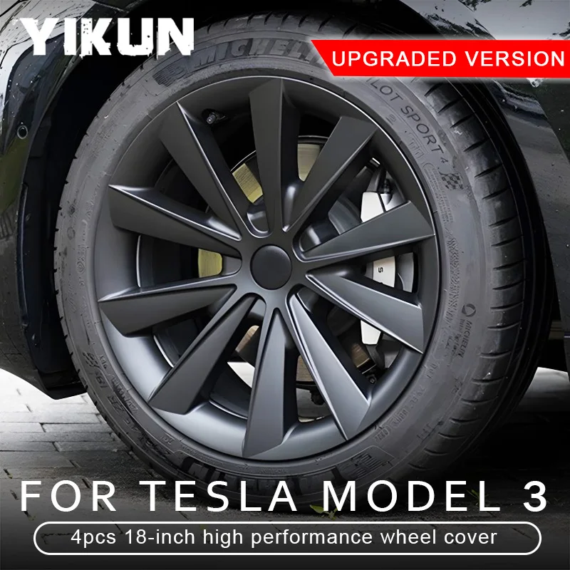 4PCS Hub Cap for Tesla Model 3 18-Inch Performance Replacement Blade Wheel Cover Automobile Full Rim Cover Accessories 2018-2023