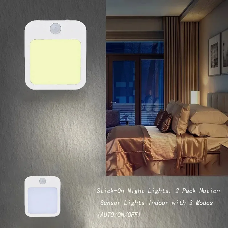 LED Night Light With Motion Sensor EU Plug In Dimmable Cabinet Light For Baby Bedside Bedroom Corridor Wireless Night Lamp
