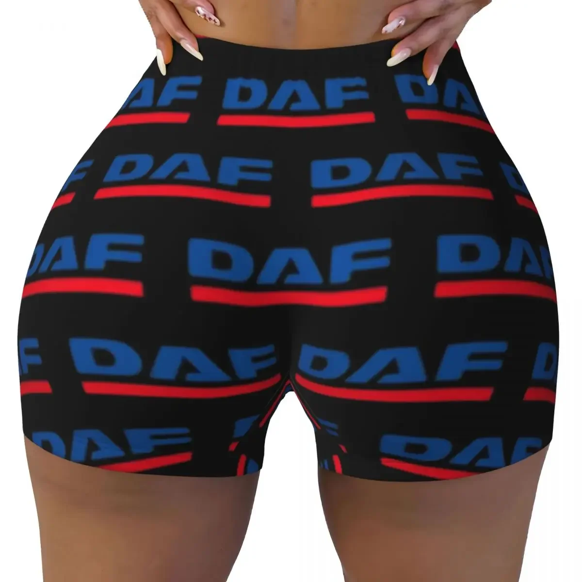 Custom DAF Logo Women Gym Workout Running Shorts Athletic Volleyball Biker Yoga Shorts