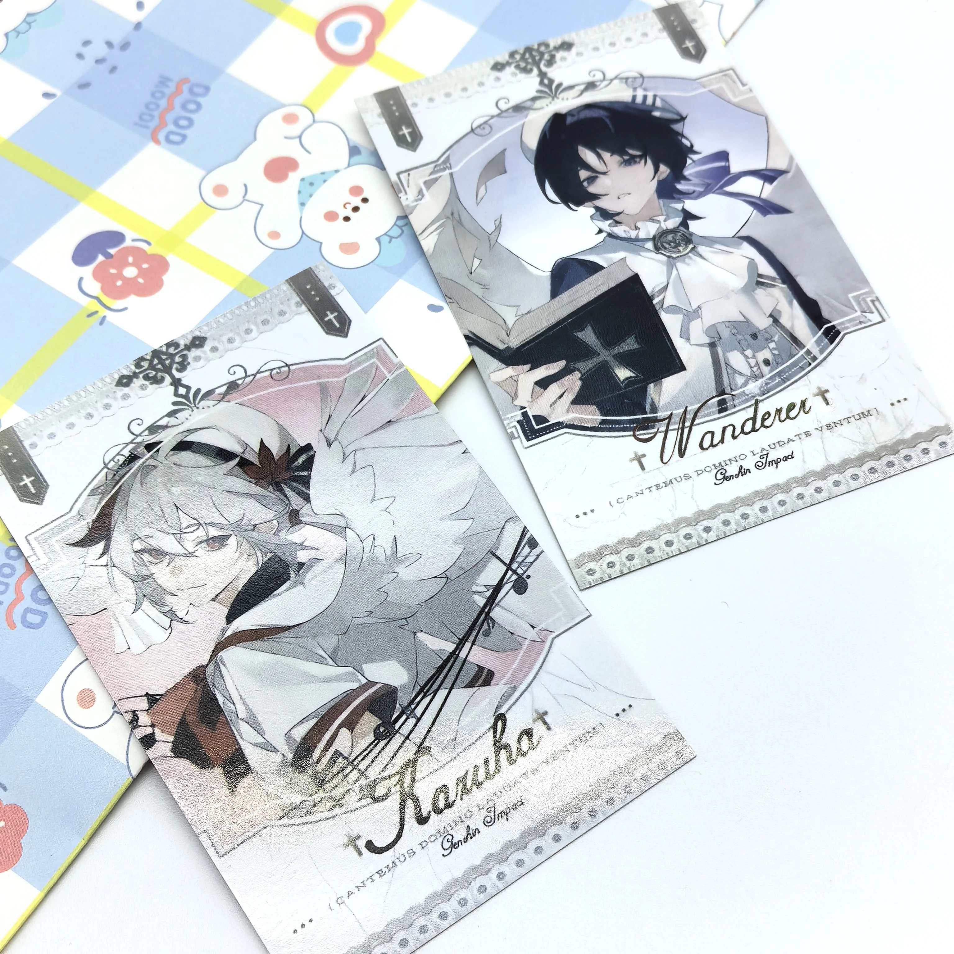 1Set Anime Game Genshin Scaramouche Venti Xiao Kaedehara Kazuha Furina Beautiful Card Bookmark Girl Game Collection Peripherals