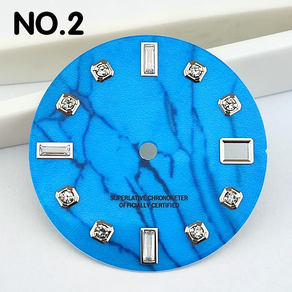 قرص NH35 قرص 28.5 ملم قرص ماسي مدمج تقويم واحد قرص متصدع مناسب لحركة NH35/NH36 قرص أزرق عالي الجودة