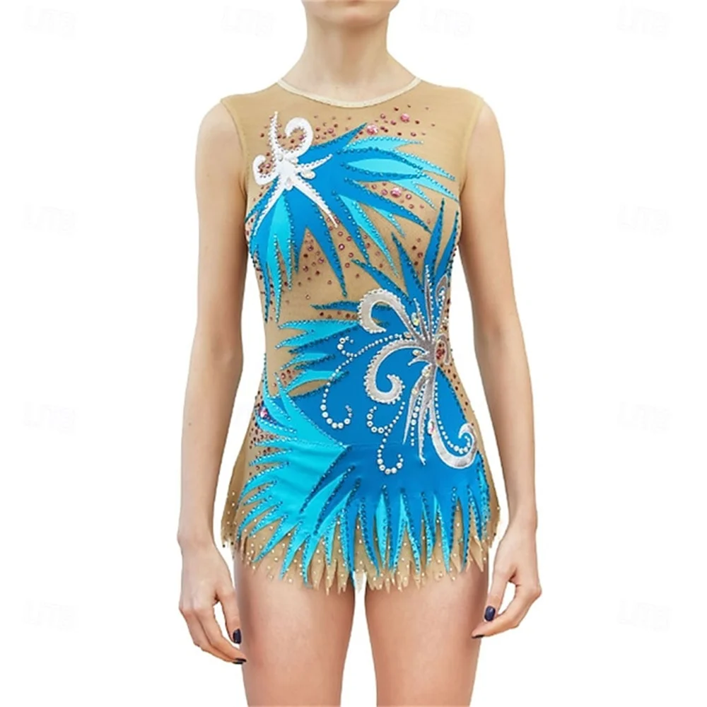 Sparkly schaatsjurk voor meisjes en dames Elegante kunstschaatsjurk met stretchstof voor training en prestaties