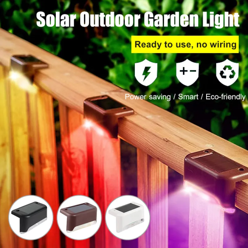 Solar Deck Lights Outdoor IP65 Waterproof Solar-Powered Garden Lamps for Railing Stairs Steps Fence Yard Patio Pathway