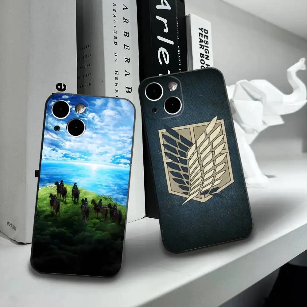

Anime A-Attack o-on T-Titan Phone Case For iPhone16,15,14,13,12 Mini 11 Pro XR,X,XS,MAX 7,8 Plus Silicone Cover Soft Black