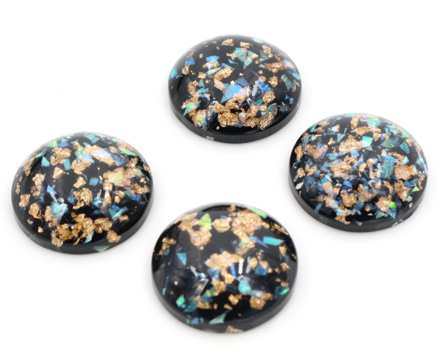 20mm 10pcs/Lot New Fashion Black Color Built-in metal foil Flat back Resin Cabochons Cameo-V6-11