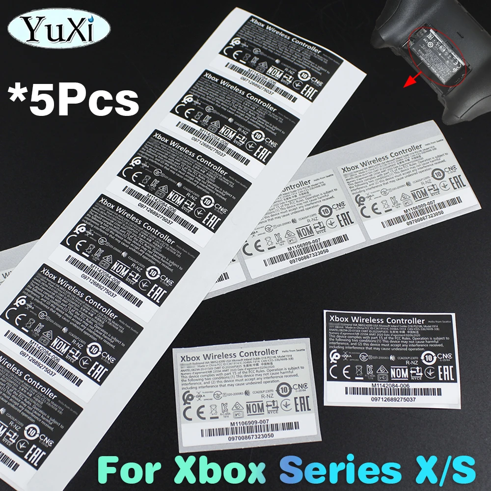 5Pcs Label Stickers For Xbox Series X S Gamepad Back Shell Case Black White Stickers Wireless Controller Replacement Accessories