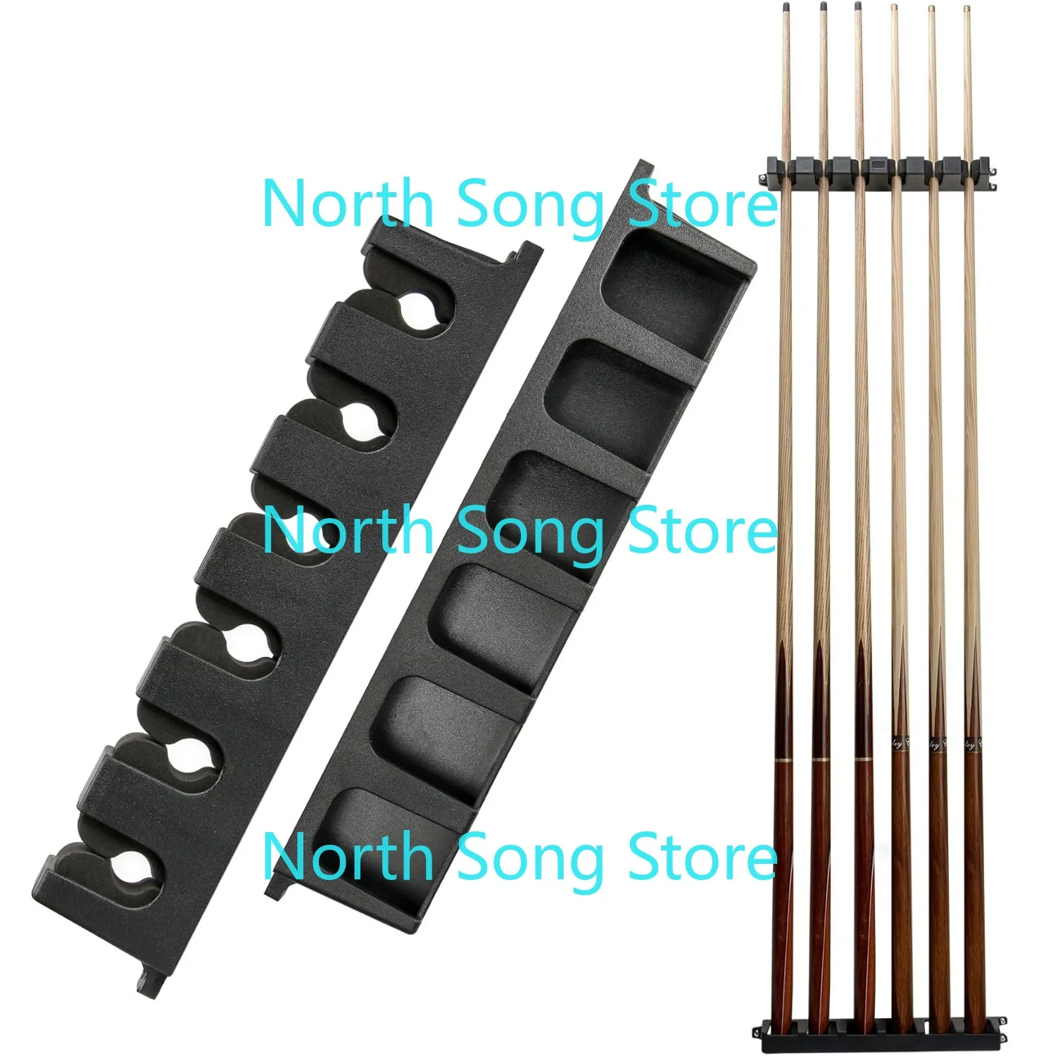 

Держатель для бильярдных киев, настенная стойка для хранения 6-струйных клюшек, стойка для набора бильярдных киев, органайзер для стержней для бильярдного стола - черный