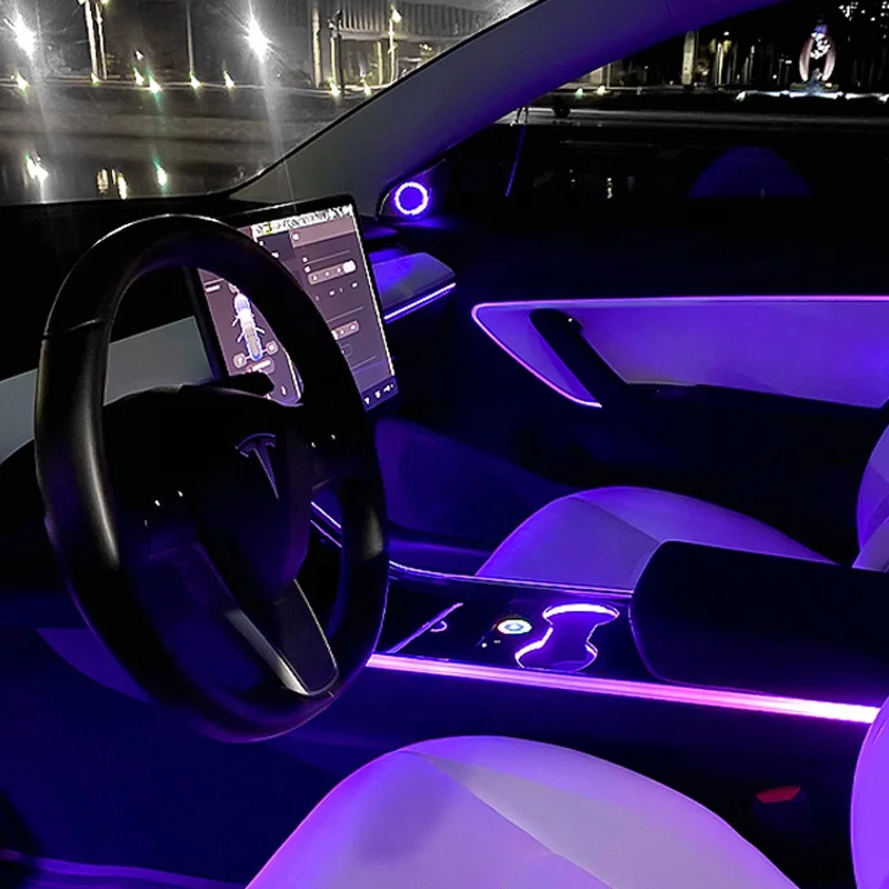 

Car Coloful Atmosphere Led Light Rgb Ambient Ceiling Light For Tesla Model 3 SR+/Y 2020 2021 Ambient Lighting Kit